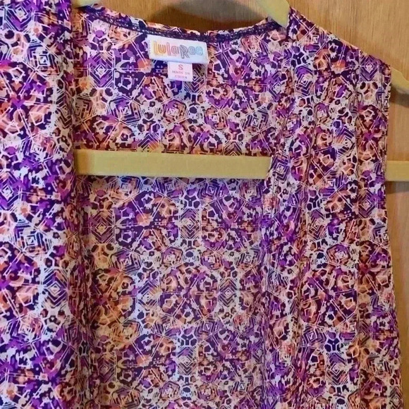 NWT LulaRoe Joy Open Front Vest Cardigan Purple Multi Color Small - Picture 4 of 15